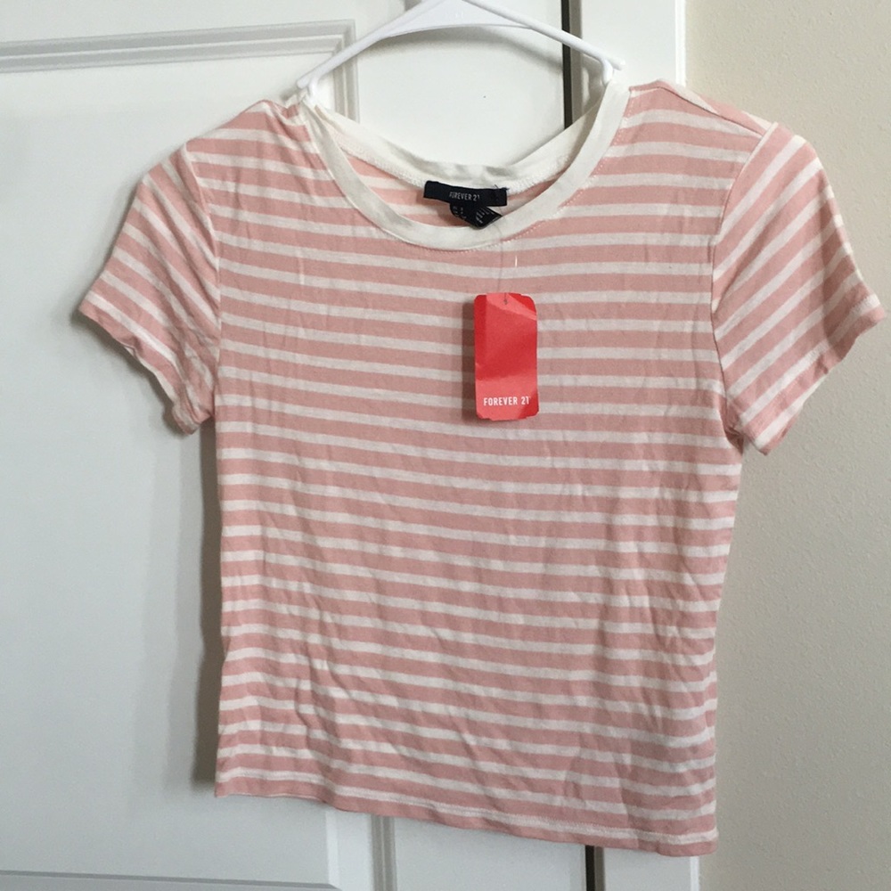 Pink Striped Crop Top
